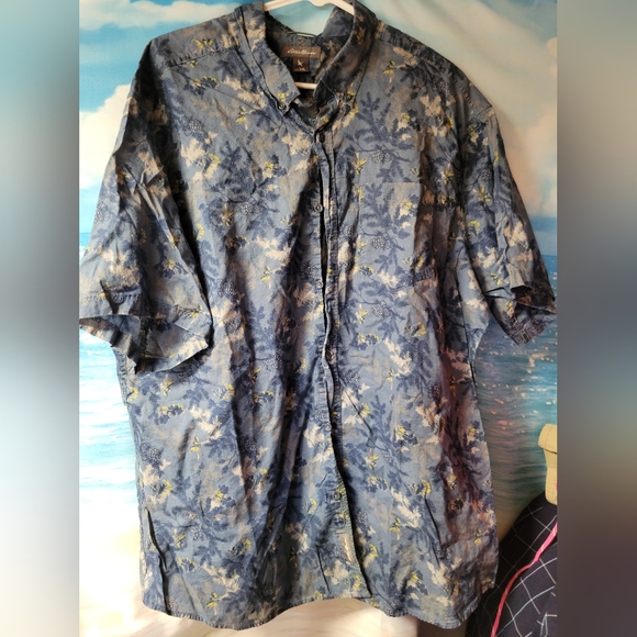 Eddie Bauer Classic Fit Mens Button Down Shirt Tropical Print Size 2XL‎ - Picture 1 of 4